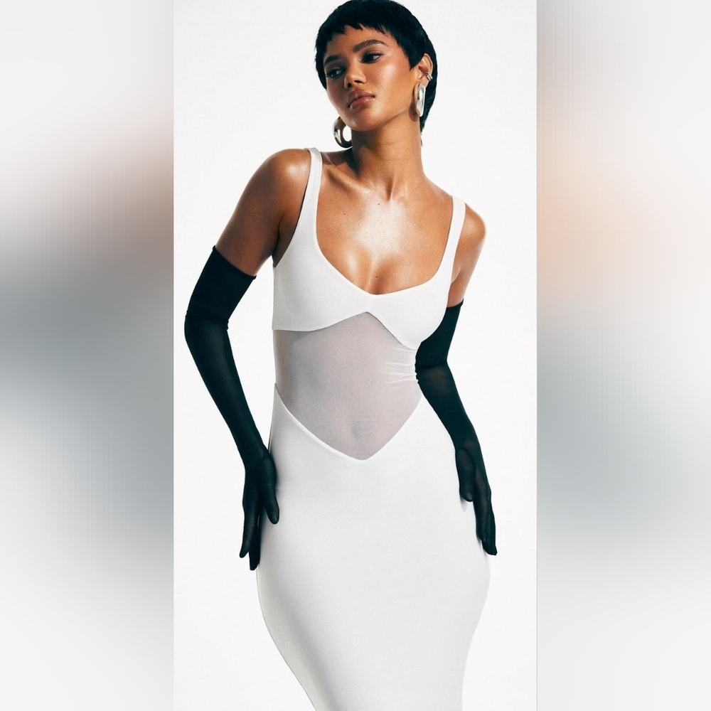 NWT Naked Wardrobe White Hourglass Dress Size Large